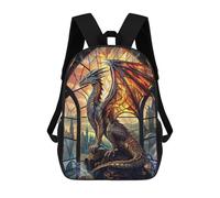 sinyumoney 3D Printed Children's School Bags Celestial Stained Wyvern Backpack Travel Lightweight Backpack Book Bags Kids Boys Girls School Bag 17inch