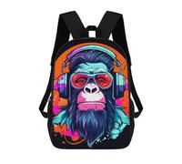 sinyumoney 3D Printed Children's School Bags Chill Monkey -17 Backpack Travel Lightweight Backpack Book Bags Kids Boys Girls School Bag 17inch