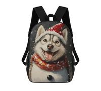 sinyumoney 3D Printed Children's School Bags Christmas Siberian Husky Art Print-2 Backpack Travel Lightweight Backpack Book Bags Kids Boys Girls School Bag 17inch