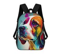 sinyumoney 3D Printed Children's School Bags Colorful Abstract Dog Portrait -4 Backpack Travel Lightweight Backpack Book Bags Kids Boys Girls School Bag 17inch