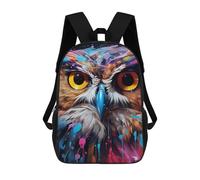 sinyumoney 3D Printed Children's School Bags Colorful Abstract Owl Art-17 Backpack Travel Lightweight Backpack Book Bags Kids Boys Girls School Bag 17inch