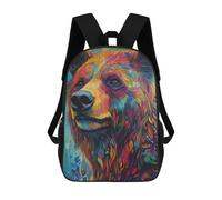 sinyumoney 3D Printed Children's School Bags Colorful Bear Portrait Artwork Backpack Travel Lightweight Backpack Book Bags Kids Boys Girls School Bag 17inch