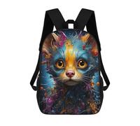sinyumoney 3D Printed Children's School Bags Colorful Cat Portrait -8 Backpack Travel Lightweight Backpack Book Bags Kids Boys Girls School Bag 17inch