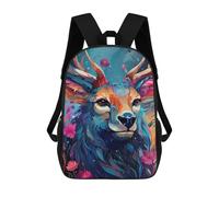 sinyumoney 3D Printed Children's School Bags Colorful Deer Portrait-12 Backpack Travel Lightweight Backpack Book Bags Kids Boys Girls School Bag 17inch