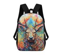 sinyumoney 3D Printed Children's School Bags Colorful Deer Portrait-18 Backpack Travel Lightweight Backpack Book Bags Kids Boys Girls School Bag 17inch