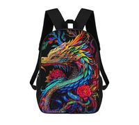 sinyumoney 3D Printed Children's School Bags Colorful Dragon Artwork-5 Backpack Travel Lightweight Backpack Book Bags Kids Boys Girls School Bag 17inch