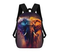 sinyumoney 3D Printed Children's School Bags Colorful Elephant Artwork Backpack Travel Lightweight Backpack Book Bags Kids Boys Girls School Bag 17inch