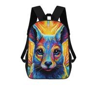 sinyumoney 3D Printed Children's School Bags Colorful Fox Portrait-13 Backpack Travel Lightweight Backpack Book Bags Kids Boys Girls School Bag 17inch