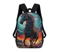 sinyumoney 3D Printed Children's School Bags Colorful Horse in Flames Backpack Travel Lightweight Backpack Book Bags Kids Boys Girls School Bag 17inch