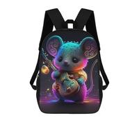 sinyumoney 3D Printed Children's School Bags Colorful Mouse Playing Violin Backpack Travel Lightweight Backpack Book Bags Kids Boys Girls School Bag 17inch