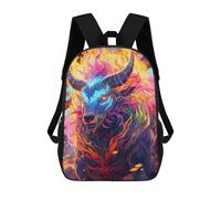 sinyumoney 3D Printed Children's School Bags Colorful Mythical Beast with Flames Backpack Travel Lightweight Backpack Book Bags Kids Boys Girls School Bag 17inch