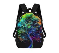 sinyumoney 3D Printed Children's School Bags Colorful Neon Tree Artwork -1 Backpack Travel Lightweight Backpack Book Bags Kids Boys Girls School Bag 17inch