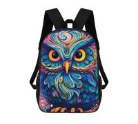 sinyumoney 3D Printed Children's School Bags Colorful Owl Illustration-6 Backpack Travel Lightweight Backpack Book Bags Kids Boys Girls School Bag 17inch