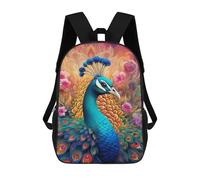 sinyumoney 3D Printed Children's School Bags Colorful Peacock Artwork -1 Backpack Travel Lightweight Backpack Book Bags Kids Boys Girls School Bag 17inch
