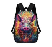 sinyumoney 3D Printed Children's School Bags Colorful Pig Portrait Backpack Travel Lightweight Backpack Book Bags Kids Boys Girls School Bag 17inch
