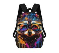 sinyumoney 3D Printed Children's School Bags Colorful Raccoon Art Print-1 Backpack Travel Lightweight Backpack Book Bags Kids Boys Girls School Bag 17inch