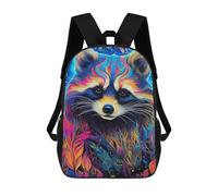 sinyumoney 3D Printed Children's School Bags Colorful Raccoon Artwork-4 Backpack Travel Lightweight Backpack Book Bags Kids Boys Girls School Bag 17inch