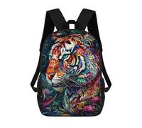sinyumoney 3D Printed Children's School Bags Colorful Tiger Artwork Backpack Travel Lightweight Backpack Book Bags Kids Boys Girls School Bag 17inch