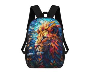 sinyumoney 3D Printed Children's School Bags Colrful Stained Glass Lion Backpack Travel Lightweight Backpack Book Bags Kids Boys Girls School Bag 17inch