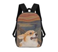 sinyumoney 3D Printed Children's School Bags Corgi's Emotional Journey Backpack Travel Lightweight Backpack Book Bags Kids Boys Girls School Bag 17inch
