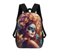 sinyumoney 3D Printed Children's School Bags Day of The Dead Butterfly Backpack Travel Lightweight Backpack Book Bags Kids Boys Girls School Bag 17inch