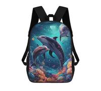 sinyumoney 3D Printed Children's School Bags Dolphins in Coral Paradise -1 Backpack Travel Lightweight Backpack Book Bags Kids Boys Girls School Bag 17inch
