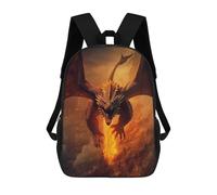 sinyumoney 3D Printed Children's School Bags Dragon Breath Fire Artwork -1 Backpack Travel Lightweight Backpack Book Bags Kids Boys Girls School Bag 17inch