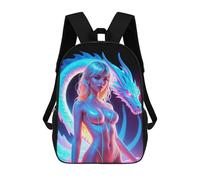 sinyumoney 3D Printed Children's School Bags Dragon & Woman Backpack Travel Lightweight Backpack Book Bags Kids Boys Girls School Bag 17inch