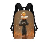 sinyumoney 3D Printed Children's School Bags Duck on Dog's Head-3 Backpack Travel Lightweight Backpack Book Bags Kids Boys Girls School Bag 17inch