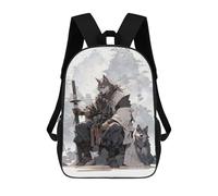 sinyumoney 3D Printed Children's School Bags Edo Lonely Wolf Backpack Travel Lightweight Backpack Book Bags Kids Boys Girls School Bag 17inch