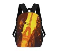 sinyumoney 3D Printed Children's School Bags Eiffel Tower View Backpack Travel Lightweight Backpack Book Bags Kids Boys Girls School Bag 17inch