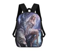 sinyumoney 3D Printed Children's School Bags Enchanted Forest Fantasy with Wolf Backpack Travel Lightweight Backpack Book Bags Kids Boys Girls School Bag 17inch