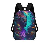 sinyumoney 3D Printed Children's School Bags Enchanted Forest with Mythical Creature Backpack Travel Lightweight Backpack Book Bags Kids Boys Girls School Bag 17inch
