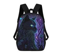 sinyumoney 3D Printed Children's School Bags Enchanted Night Cat Art Backpack Travel Lightweight Backpack Book Bags Kids Boys Girls School Bag 17inch