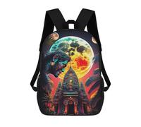 sinyumoney 3D Printed Children's School Bags Enchanted Night Temple Scene Backpack Travel Lightweight Backpack Book Bags Kids Boys Girls School Bag 17inch