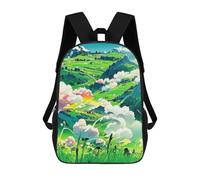 sinyumoney 3D Printed Children's School Bags Fantasy Green Landscape Backpack Travel Lightweight Backpack Book Bags Kids Boys Girls School Bag 17inch