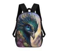 sinyumoney 3D Printed Children's School Bags Fantasy Peacock Eagle Portrait Backpack Travel Lightweight Backpack Book Bags Kids Boys Girls School Bag 17inch