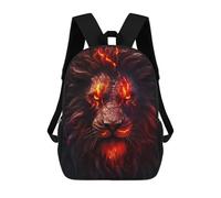 sinyumoney 3D Printed Children's School Bags Fiery Lion Portrait -1 Backpack Travel Lightweight Backpack Book Bags Kids Boys Girls School Bag 17inch