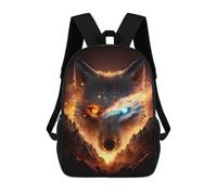 sinyumoney 3D Printed Children's School Bags Fiery Wolf Portrait Backpack Travel Lightweight Backpack Book Bags Kids Boys Girls School Bag 17inch