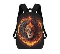 sinyumoney 3D Printed Children's School Bags Flaming Lion Artwork -8 Backpack Travel Lightweight Backpack Book Bags Kids Boys Girls School Bag 17inch
