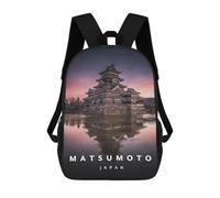 sinyumoney 3D Printed Children's School Bags Frozen Matsumoto Castle Backpack Travel Lightweight Backpack Book Bags Kids Boys Girls School Bag 17inch