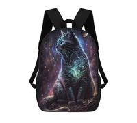 sinyumoney 3D Printed Children's School Bags Galactic Cat Dreamscape Backpack Travel Lightweight Backpack Book Bags Kids Boys Girls School Bag 17inch