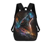 sinyumoney 3D Printed Children's School Bags Galactic Wolf Howling Backpack Travel Lightweight Backpack Book Bags Kids Boys Girls School Bag 17inch