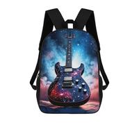 sinyumoney 3D Printed Children's School Bags Galaxy Electric Guitar Artwork Backpack Travel Lightweight Backpack Book Bags Kids Boys Girls School Bag 17inch