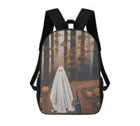sinyumoney 3D Printed Children's School Bags Ghost, Cat, And Pumpkins in Autumn Forest Backpack Travel Lightweight Backpack Book Bags Kids Boys Girls School Bag 17inch
