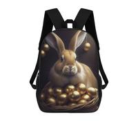 sinyumoney 3D Printed Children's School Bags Golden Egg Basket with Bunny-1 Backpack Travel Lightweight Backpack Book Bags Kids Boys Girls School Bag 17inch
