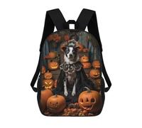 sinyumoney 3D Printed Children's School Bags Halloween Dog Costume Scene Backpack Travel Lightweight Backpack Book Bags Kids Boys Girls School Bag 17inch
