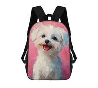 sinyumoney 3D Printed Children's School Bags Happy Cute Dog Backpack Travel Lightweight Backpack Book Bags Kids Boys Girls School Bag 17inch