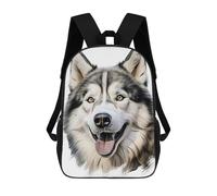 sinyumoney 3D Printed Children's School Bags Husky Portrait Backpack Travel Lightweight Backpack Book Bags Kids Boys Girls School Bag 17inch