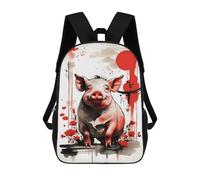 sinyumoney 3D Printed Children's School Bags Japan Ink Pig Zodiac Backpack Travel Lightweight Backpack Book Bags Kids Boys Girls School Bag 17inch